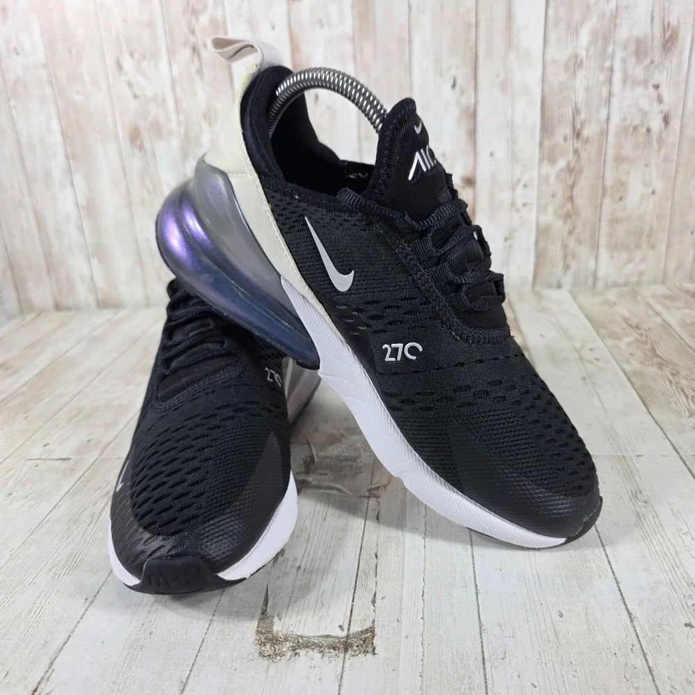 Nike Air Max 270 Womens Black‎ White Iridescent Sneakers DZ7736-002 Size 8